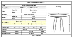 Τραπέζι ART Wood  Φ80/H74cm Λευκό