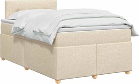 vidaXL Κρεβάτι box spring με στρώμα Κρεμ 120 x 200 cm Ύφασμα