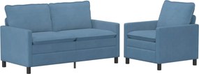 vidaXL Σετ Καναπέ 2 pcs Μπλε Ύφασμα