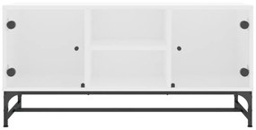 Έπιπλο Τηλεόρασης Λευκό 102x37x50 εκ. με Γυάλινες Πόρτες - Λευκό