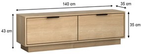 Έπιπλο τηλεόρασης Lisa Megapap χρώμα φυσικό οξιάς 140x35x43cm.