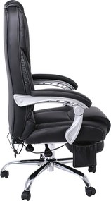BF8550 Massage Relax Πολυθρόνα Γραφείου Διευθυντή, Βάση Χρώμιο με Υποπόδιο, Pu  Μαύρο   1τμχ