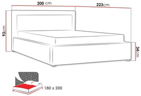 Κρεβάτι Pomona 102, Διπλό, Γκρι, 180x200, Ταπισερί, Τάβλες για Κρεβάτι, 200x223x93cm, 98 kg | Epipla1.gr