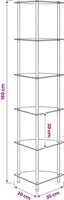 VidaXL Ραφιέρα 6 Επιπέδων Μαύρη 30 x 30 x 160 εκ. από Ψημένο Γυαλί