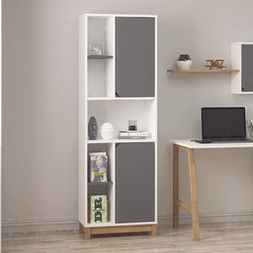 Βιβλιοθήκη Λευκό / Καρυδί RAEFRO 60x30x170