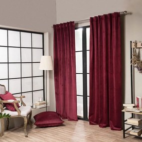 Κουρτίνα Velvet Με Τρέσα 10 Bordo 140x260cm Teoran 140X260 Βαμβάκι-Ακρυλικό