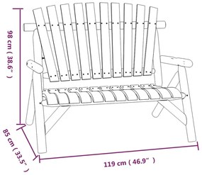 vidaXL Παγκάκι Κήπου Διθέσιο 119 x 85 x 98 εκ. Μασίφ Ξύλο Ερυθρελάτης
