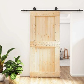 vidaXL Συρόμενη Πόρτα Φυσικό και Μαύρο 95 x 210 cm