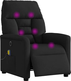 vidaXL Πολυθρόνα Μασάζ Ηλεκ. Ανακλινόμενη Μαύρη Υφασμάτινη