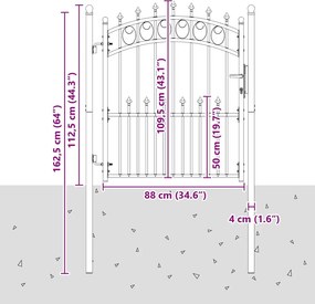 vidaXL Πύλη Φράχτη με Ακίδες EMMEN 125 x 100 εκ Γκρι