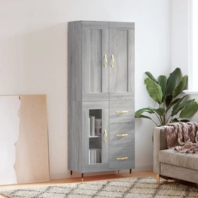 vidaXL Ντουλάπι Γκρι Sonoma 69,5 x 34 x 180 εκ. Επεξεργασμένο Ξύλο