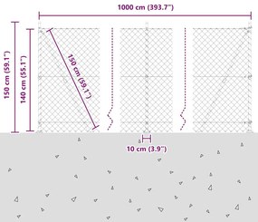 vidaXL Φράχτης από αλυσίδα με στήλες Πράσινο 1.4 x 10 m Ατσάλι