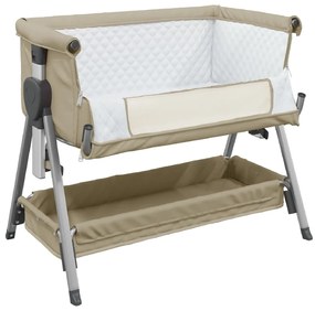 vidaXL Λίκνο Βρεφικό Taupe από Λινό Ύφασμα με Στρώμα