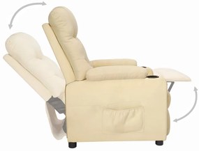 vidaXL Πολυθρόνα Ανακλινόμενη Κρεμ Υφασμάτινη