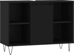 vidaXL Ντουλάπι Μπάνιου Μαύρο 80 x 33 x 60 εκ. από Επεξεργασμένο Ξύλο