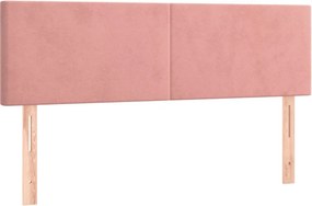 vidaXL Κρεβάτι Boxspring με Στρώμα Ροζ 140x190 εκ. Βελούδινο