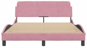 vidaXL Πλαίσιο Κρεβατιού με Κεφαλάρι Ροζ 120x200 εκ. Βελούδινο