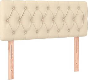 vidaXL Κρεβάτι Boxspring με Στρώμα &amp; LED Κρεμ 90x200 εκ. Υφασμάτινο