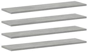 vidaXL Ράφια Βιβλιοθήκης 4 τεμ. Γκρι Σκυροδ. 80x20x1,5 εκ. Επεξ. Ξύλο