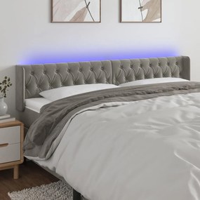 Κεφαλάρι Κρεβατιού LED Ανοιχτό Γκρι 183x16x78/88 εκ. Βελούδινο - Γκρι