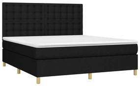 vidaXL Κρεβάτι Boxspring με Στρώμα &amp; LED Μαύρο 180x200 εκ. Υφασμάτινο