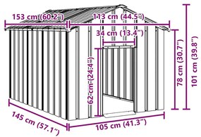 vidaXL Σπιτάκι σκύλου με οροφή 113x153x101 cm Γαλβανισμένος χάλυβας