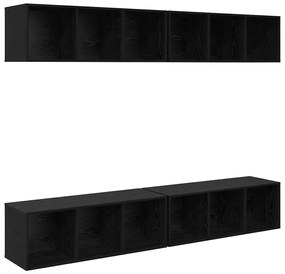 vidaXL Τηλεοπτική Κάβα Τοίχου 4 pcs Μαύρη δρυς 37 x 37 x 107.5 εκ