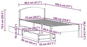 ΣΚΕΛΕΤΟΣ ΚΡΕΒ. ΧΩΡΙΣ ΣΤΡΩΜΑ ΚΑΦΕ ΚΕΡΙΟΥ 75X190 ΕΚ ΜΑΣΙΦ ΠΕΥΚΟ 3301853