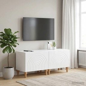 vidaXL Ντουλάπι TV Γυαλιστερό Λευκό Επεξεργασμένο Ξύλο