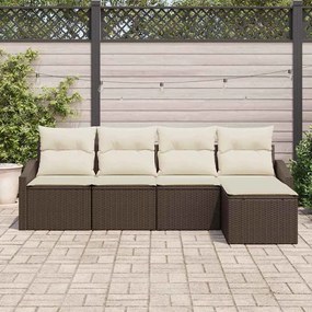 vidaXL Σετ Καναπέ με μαξιλάρι 5 pcs Καφέ συνθετικό ρατάν