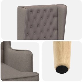 vidaXL Καρέκλα με Ψηλή Πλάτη και Κουμπιά Taupe Ύφασμα