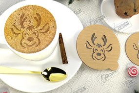 Intra απο ξύλο plywood 3mm-4mm πάχος Στένσιλ χριστουγεννιάτικου καφέ | Λάτρης του καφέ Δίασταση 15x15 cm INTRAFABR-107633614