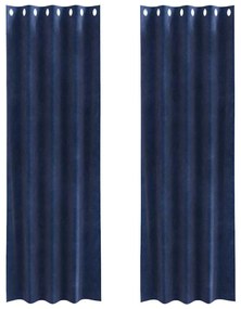 vidaXL Κουρτίνες με κουρτίνες 2 pcs Σκούρο Μπλε 140 x 245 cm Βελούδο