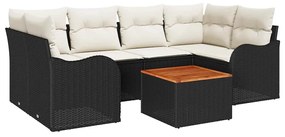 vidaXL Σετ Καναπέ Κήπου 7 pcs Μαύρος, λευκός