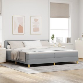 vidaXL Box Spring Bed με Στρώμα Ανοιχτό Γκρι 200x200 cm Ύφασμα