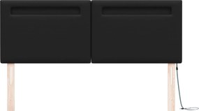 vidaXL LED κεφαλάρι Μαύρο 144 cm Τεχνητό Δέρμα