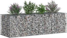 vidaXL Ανασηκωμένο κρεβάτι gabion Ασημί