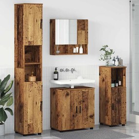 vidaXL Σετ Επίπλων Μπάνιου με πόρτα 4 pcs Παλαιό ξύλο 61 x 35 x 64 εκ.