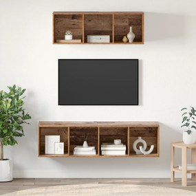 vidaXL Σετ Τηλεοπτικού Κάδου 2 pcs Παλαιό ξύλο 37 x 37 x 142.5 εκ