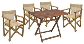 Σετ κήπου Tραπεζαρία Retto C054 σετ 5τμχ μασίφ ξύλο οξιάς καρυδί-πανί φραπέ 100x60x71εκ 100x100x71 εκ.