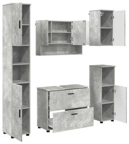 vidaXL Σετ Επίπλων Μπάνιου 5 pcs Γκρι σκυροδέματος 30 x 35 x 192 εκ.