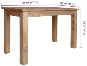 vidaXL Τραπεζαρία 120 x 60 x 77 εκ. από Μασίφ Ξύλο Μαόνι