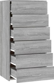 vidaXL Ντουλάπι με 6 Συρτάρια Γκρι Sonoma 50x34x96 εκ. Επεξεργ. Ξύλο
