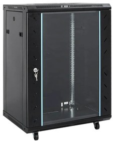 vidaXL Καμπίνα Δικτύου 15U 19" IP20 Μαύρη 60x45x86 εκ.