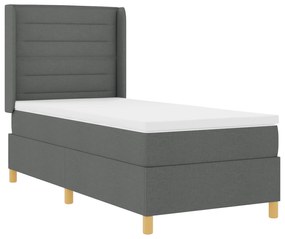 vidaXL Κρεβάτι Box Spring με Στρώμα & LED Σκούρο Γκρι 80x200 εκ Υφασμάτινο