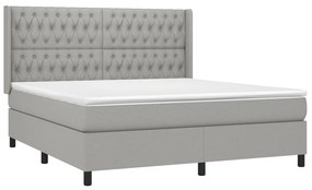 vidaXL Κρεβάτι Boxspring με Στρώμα &amp; LED Αν.Γκρι 180x200εκ. Υφασμάτινο
