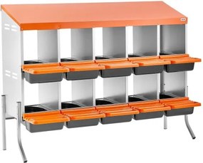 VEVOR Chicken Nesting Boxes, 10 Compartments, with Support Legs, Easy Egg Collection, Galvanized Steel and High-Strength Plastic, Roll Away Nesting Boxes for Chickens and Hens Laying Eggs, Orange
