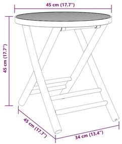 Τραπέζι Κήπου Πτυσσόμενο Ø45x45 εκ. από Μπαμπού - Καφέ