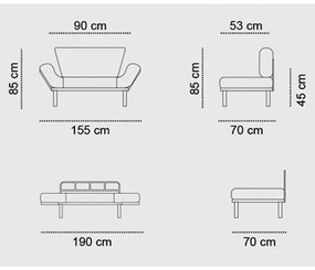 Καναπές κρεβάτι PWF-0018 pakoworld 2θέσιος με ύφασμα χρώμα γκρι 155x73x85cm (1 τεμάχια)