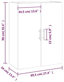 Ντουλάπι Τοίχου Γκρι Sonoma 69,5 x 34 x 90 εκ. - Γκρι